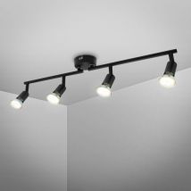 B.K.Licht I barre de spots I spots plafond orientables I 4 ampoules LED 2,9 W GU10 incluses I lumière blanc chaud 3000K I 4x 260lm I plafonnier I