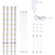B.k.licht - Set led Stripes 230V - 4x50cm - ruban led interieur, lumineuse led avec interrupteur 112 LEDs 12W 4000K, lumière blanc neutre,