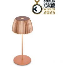 B.k.licht - Briloner riffle Mini lampe de table led sans fil IP44, variateur, tactile, batterie, German Design Award Winner 2025, couleur cuivre,