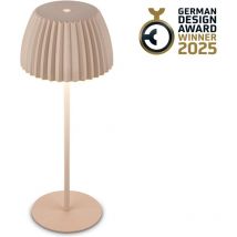 B.k.licht - Briloner riffle Lampe de table led sans fil IP44, variateur, tactile, batterie, German Design Award Winner 2025, beige, Ø14,5 x 36,5 cm
