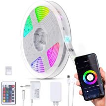 B.k.licht - Ruban led connecté blanc dimmable 5m Smart led Stripe compatible avec Amazon Alexa Echo Dot & Google Home avec télécommande 230V