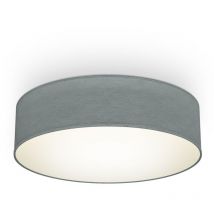 B.k.licht - plafonnier textile gris, éclairage plafond design moderne & sobre, éclairage bureau, rond Ø38cm, 2 douilles E27, livré sans ampoules