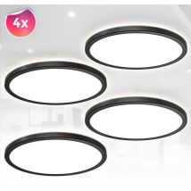 B.k.licht - 4x led Plafonnier ultra-plat Panneau Lampe de plafond lumière indirecte couloir 18W noir lot de 4