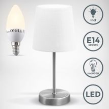 B.k.licht - Lampe de table tissu lampe de décoration lampe de chevet E14 blanc led incl. lampe wifi