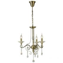 Inspired Diyas Libra - Lustre suspendu à 3 ampoules en laiton antique, cristal