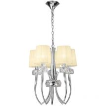 Inspired Mantra Loewe Loewe Slim Suspension 5 Lumières E14, Chrome Poli Avec Abat-Jour Crème
