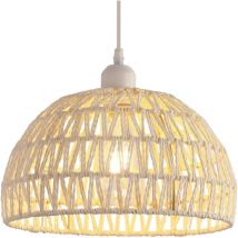 Suspension Luminaire en Rotin Moderne Lustre Abat-jour en Rotin Naturel Lampe Suspendue Hauteur Réglable E27 Suspension pour Cuisine Chambre Salon