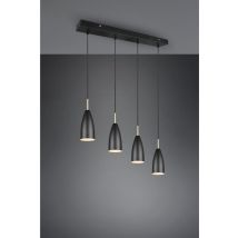 Iperbriko - Suspension luminaire Farin 4 lumières noir et laiton