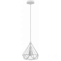 Suspension Luminaire Industrielle 20cm Rétro Lustre Cage Diamant en Métal Blanc Plafonnier Luminaire pour Couloir Entrée Chambre