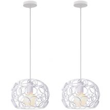 Axhup - Suspension Luminaire Industrielle Cage en Métal 24cm Blanc 2PCS Lustre Suspension Luminaire pour Couloir Salon Balcon