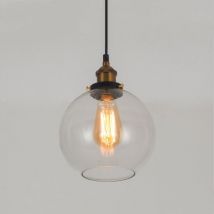 Wottes - E27 Suspension Luminaire Industrielle Vintage Plafonniers Lustre Edison Lampe Suspensions Verre Métal Ø20CM - 1Pcs