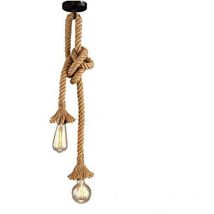 Luminaire à Suspension Lustre Corde Chanvre Plafonnier Industriel Pour Maison Salon Balcon Restaurant (150Cm)