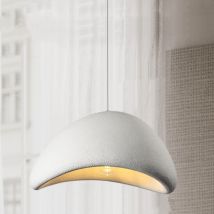 Suspension Luminaire Natural Lampe à Suspension Abat-jour Simple Lustre Plafonnier Intérieur Ø30CM Blanc