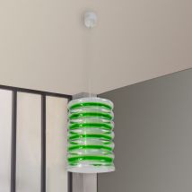 Pro Et Discount - Suspension luminaire plafond en verre Lustre Plafonnier spirale teinté vert