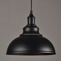Suspension Luminaire Rétro Vintage Douille E27 Lustre D'Intérieur Abat-Jour En Métal Pour Bar, Grange, Café, Loft, Noir