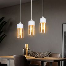 Wottes - Suspension Luminaire Vintage Industriel Lustre Suspension Abat-jour en Verre Lustre Plafonnier Blanc et Ambre E27 Ø13CM - 3Pcs