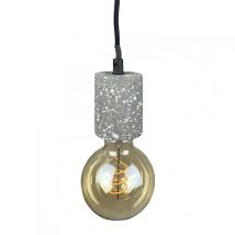 Suspension lumineuse ajustable en terrazzo ciment gris - calo 5140