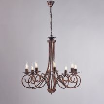 Suspension lustre en fer Noir DECO Cuivre huit lumières 67x h68 cm