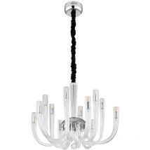 Suspension lustre plafonnier lampe suspendue métal chromé 12 flammes