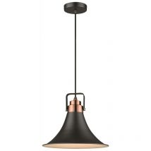 Spring Lighting - 1 Light Dome Ceiling Pendant Matt Black, Copper, E27