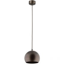 Licht-erlebnisse - Suspension Métal E27 d : 17 cm h : max. 150 cm Marron Boule Abat-jour Rétro Design
