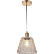 Leclubled - Suspension luminaire Or Doré Diamètre 210mm douille E27 avec Câble 1,1m Suspensions d'éclairage intérieur idéale lustre