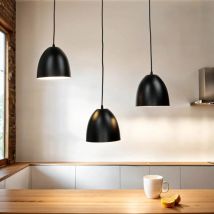 Licht-erlebnisse - Suspension d'intérieur Annie noire à 3 lumières au design vintage dans le style rétro 3xE27 - Noir, blanc