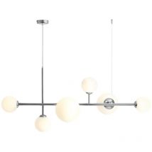 Licht-erlebnisse - Suspension métal verre h: max. 110 cm chrome blanc E14 4 lampes abat-jour sphérique suspension moderne