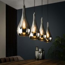 Pier Import - Suspension moderne 4 lampes gouttes verre chromé ralf