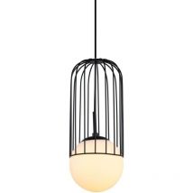 Italux - Matty - Pendentif suspendu moderne noir 1 lumière avec abat-jour noir, blanc, E27