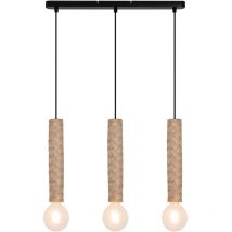 Sampa - Suspension moderne Nala 132cm réglable 3 ampoules métal et bambou led