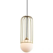 Italux Simon - Suspension moderne dorée à 1 lumière avec or, abat-jour blanc, G9