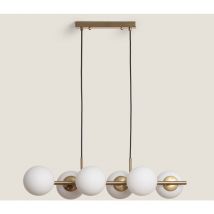 Ledkia - Suspension Métal et Verre Moonlight Brass 6 Spots Doré