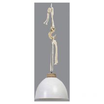 Millumine - Suspension Navire Blanche Metal Et Bois Naturel