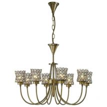 Inspired Diyas Nelson - Plafonnier à 8 ampoules en laiton antique, cristal