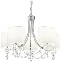 Searchlight - Nina - Luminaire suspendu à 5 ampoules à bras multiples, chrome, cristaux avec abat-jour, E14