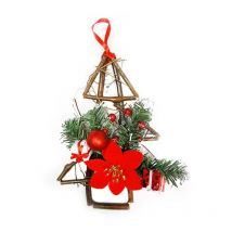 Suspension Noël Rotin 25 cm fleur de noel - Sapin Silumen