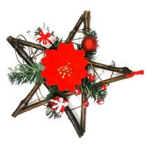 Suspension Noël Rotin 25 cm fleur de noel - Etoile Silumen