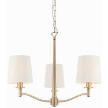Endon Ortona - Luminaire suspendu à 3 bras multiples, laiton antique mat, faux soie blanc vintage, E14