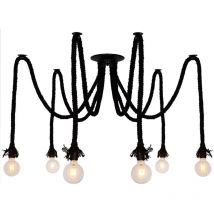 Sampa - Suspension ou plafonnier design Mila 100cm réglable corde noir compatible led