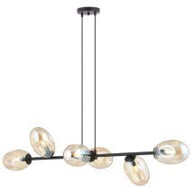 Epikasa - Suspension Pandora, Acier peint par poudrage, Verre, Noir, Ambre, 120x100x40 cm