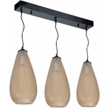 Suspension – 3xE27 – Luminaire en métal et verre – Style élégant – Garantie 24 mois