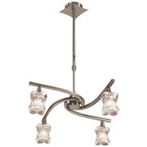 Diyas - Inspired Mantra - Rosa - Plafonnier télescopique semi-encastré convertible 4 lumières G9, nickel satiné