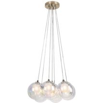 Suspension Rosehip G9 7x Max 25w Métal Champagne, Verre Multicolore H: 150cm Ø45cm Dimmable