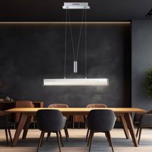 Suspension salon réglable en hauteur lampe de salle à manger chrome, métal verre, 1x led 22,5W 1780Lm blanc chaud, l 80 cm