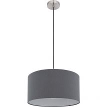 Suspension plafonnier salle à manger suspension textile abat-jour rond anthracite, tissu métal, 1x E27, PxH 40x140 cm, salon