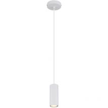 Suspension scandinave Lampes suspendues Salon Moderne Suspension à une flamme, métal blanc MDF aspect bois, 1x douille GU10, LxlxH 10x10x120 cm