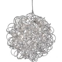 Searchlight - Luminaire suspendu à 6 ampoules Scribble de 7 w, plaqué aluminium taillé au diamant