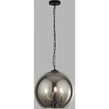 Searchlight - Sphere Suspension boule en verre fumé à 3 lumières - Chrome noir