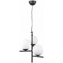 Etc-shop - Suspension suspension suspension plafonnier suspension suspension salon, 3 flammes réglable en hauteur métal verre noir blanc, 3x douilles